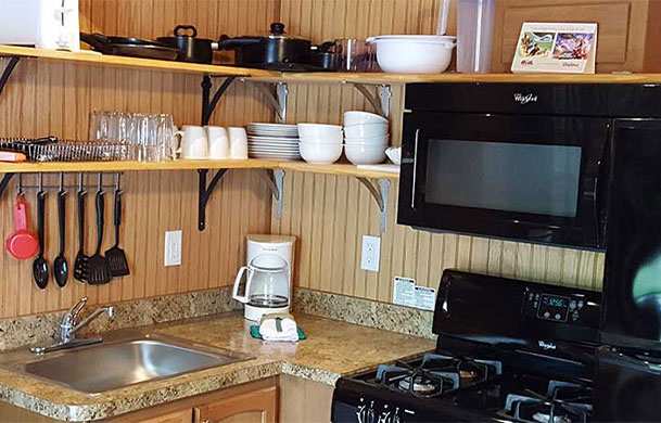 Premium cabin rental interior kitchen