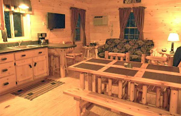 black bear lodge rental interior dining area
